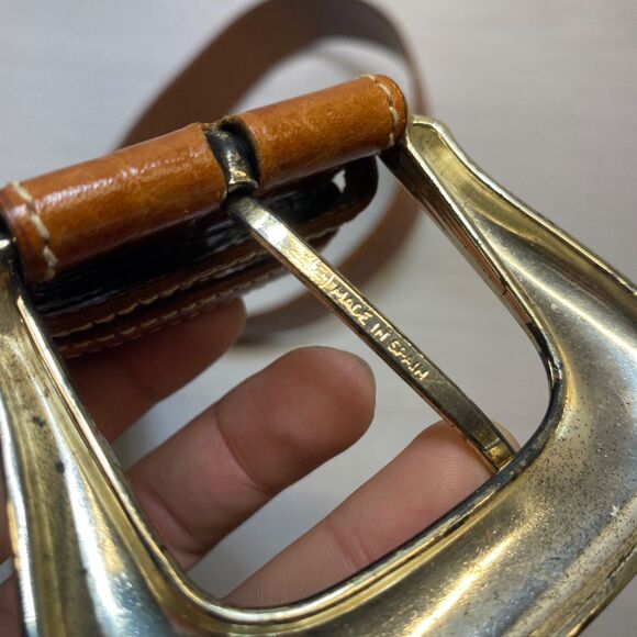 Cipriani Alligator Belt Medium Cognac Brown Italian Calfskin Gold Tone Buckle main image 4